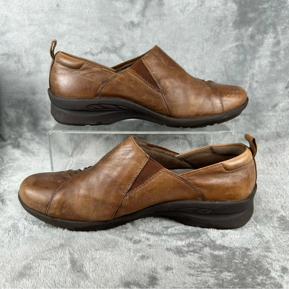 Earth Amity Loafers Womens 7.5 Brown Leather Comfort Flats‎ Shoes Adjust Strap